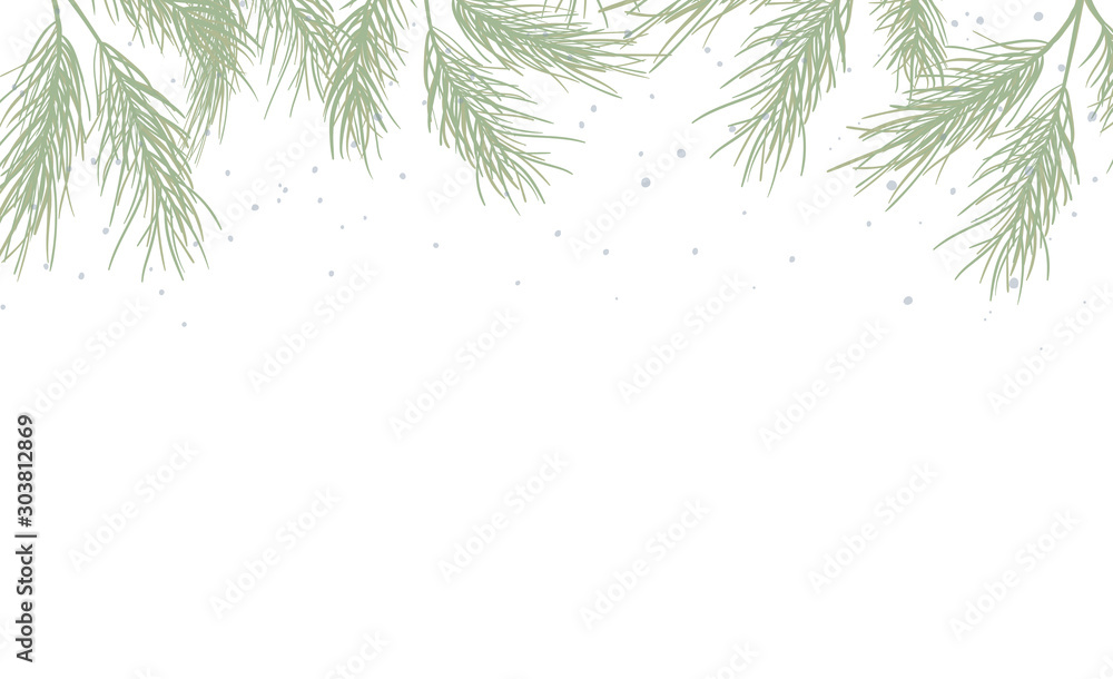 spruce border for winter holidays decoration (Christmas, New Year) of cards, banners, menu. Vector editable elements