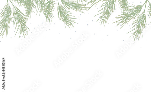 spruce border for winter holidays decoration  Christmas  New Year  of cards  banners  menu. Vector editable elements