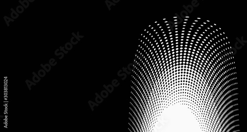 Fototapeta Naklejka Na Ścianę i Meble -  Halftone wave psychedelic background. Curved gradient texture or pattern. Vertical gradient dots. Pop art texture. Vector illustration.