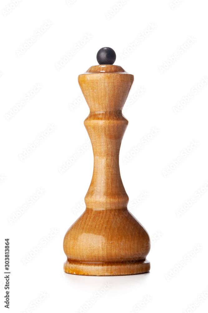 Wooden chess pieces close up isolated on white Wooden chess pieces close up isolated on white