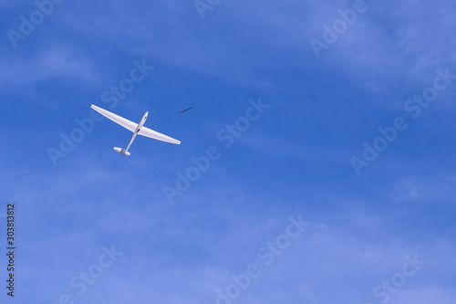 Glider plane take off - towed takeoff by winch