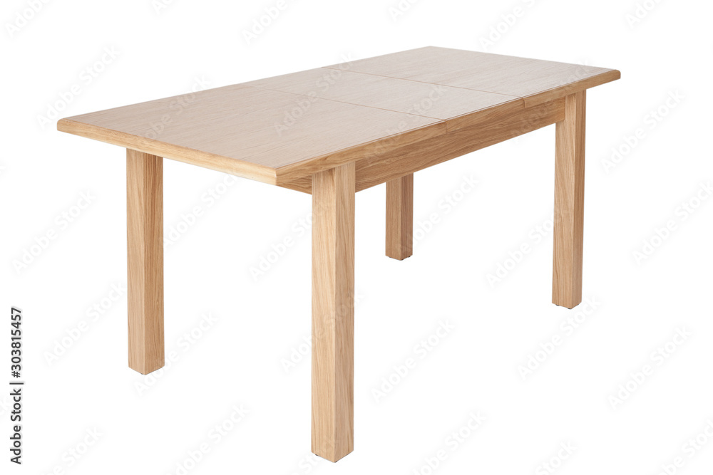 Wooden modern table isolated on white background. Kitchen dining table. Wooden modern table isolated on white background. Kitchen dining table.