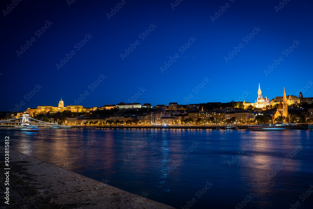 Budapest at night. Castle Hill and the Danube River