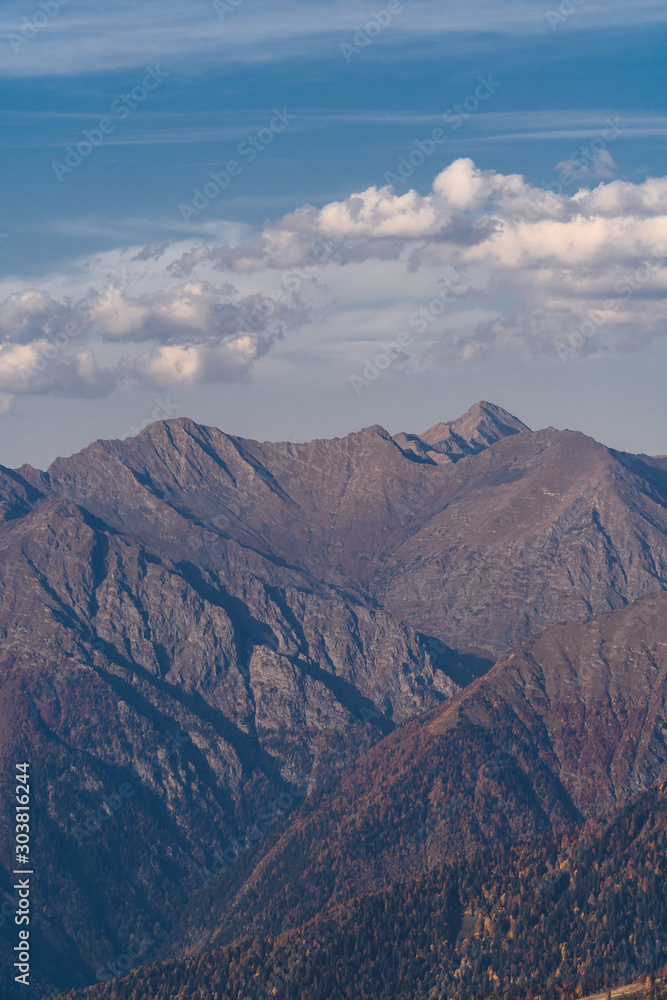 Mountain range from Rosa Khutor. Sochi The relief of the mountains against the sky