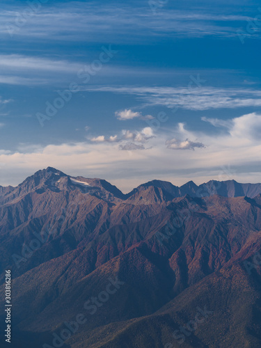 Mountain range from Rosa Khutor. Sochi The relief of the mountains against the sky