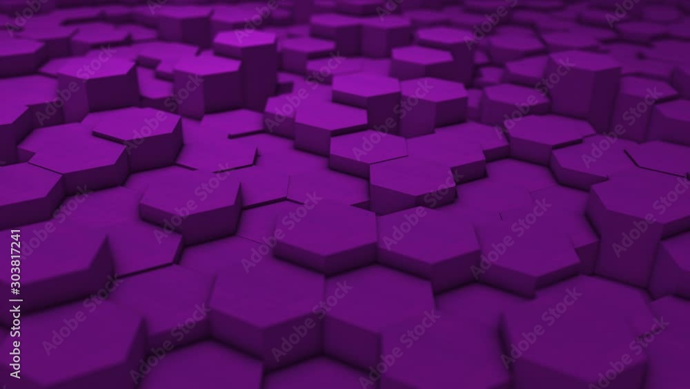 4K Abstract hexagon geometric surface, purple minimal texture, random fluctuation of the canvas movement background. Seamless loop 3D pattern digital motion graphics, technology hexagon background. 4K Abstract hexagon geometric surface, purple minimal texture, random fluctuation of the canvas movement background. Seamless loop 3D pattern digital motion graphics, technology hexagon background.