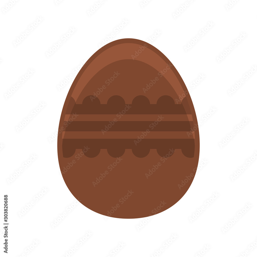 Chocolate egg on white background, flat design Chocolate egg on white background, flat design
