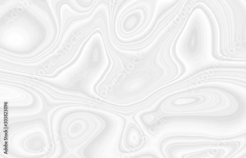 White background with waves and bends in an abstract cosmic form  circles and stains. Gray texture with gradients in 3 d volume  template for beautiful screensavers.