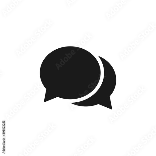 Message bubble simple black icon. Chat, speech balloon glyph vector.