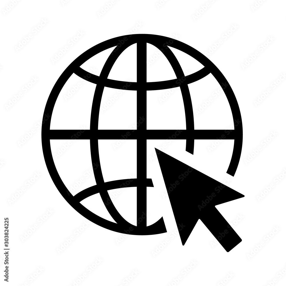 go to web icon symbol vector flat design sign click mouse isolated eps10. Black and white background go to web icon symbol vector flat design sign click mouse isolated eps10. Black and white background