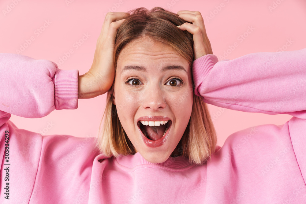 Portrait of a lovely young blonde short haired woman Portrait of a lovely young blonde short haired woman