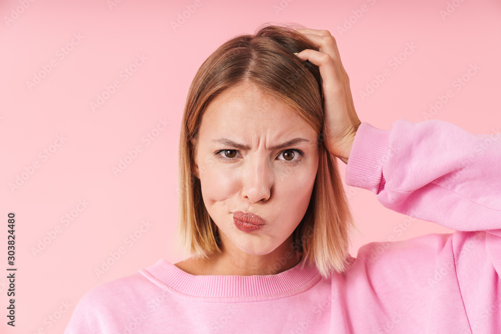 Portrait of a lovely young blonde short haired woman Portrait of a lovely young blonde short haired woman