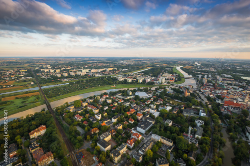 Aerial view of Opole city in Opolskie Voivodeship with old hertiage buildings and wonderful views © PawelUchorczak