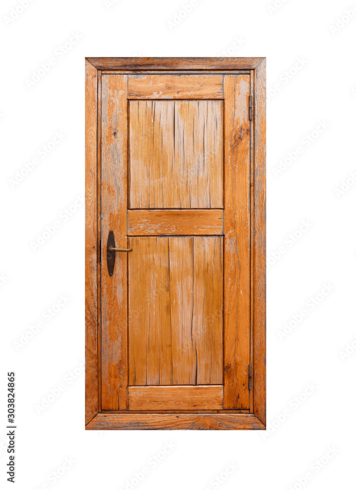 Old  wooden door isolated on white