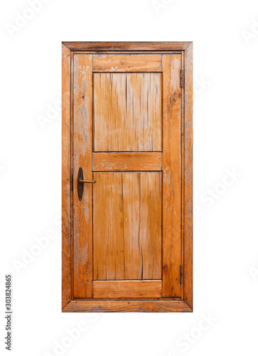 Old  wooden door isolated on white