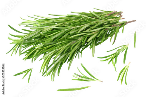 rosemary leaves isolated on white background. rosemary bunch