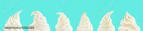 Fotografia, Obraz Panorama with assorted shapes of twirled ice cream
