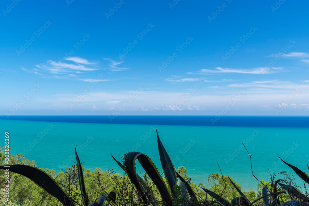 view from a height of a stretch of the Mediterranean Sea