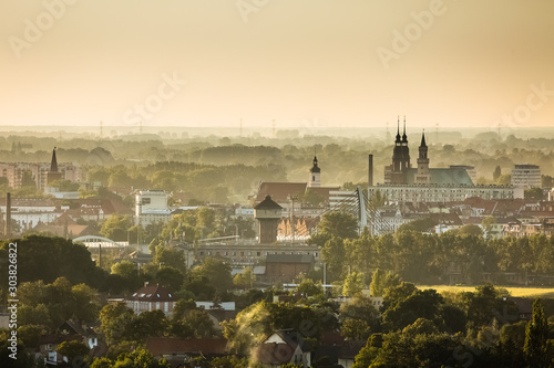 Aerial view of Opole city in Opolskie Voivodeship with old hertiage buildings and wonderful views