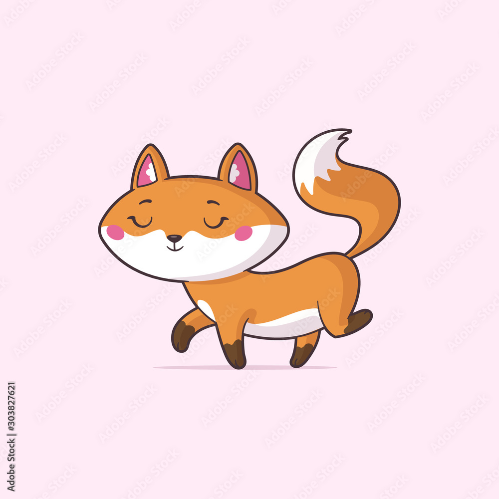 Fototapeta premium Cute fox vector cartoon illustration