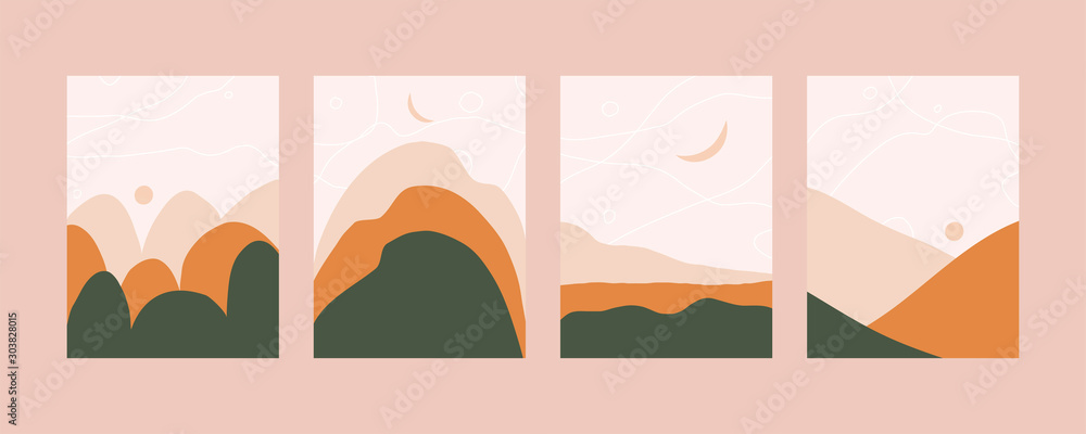 Fototapeta Mountain landscape in pastel colors. Abstract mountain landscape. Vector trendy illustration. Eps 10.