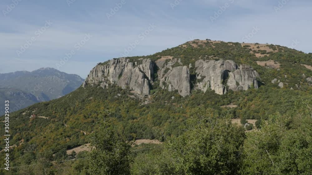 Panning on on St. Stephen monastery on top of the Meteora rock formations 4K video Panning on on St. Stephen monastery on top of the Meteora rock formations 4K video