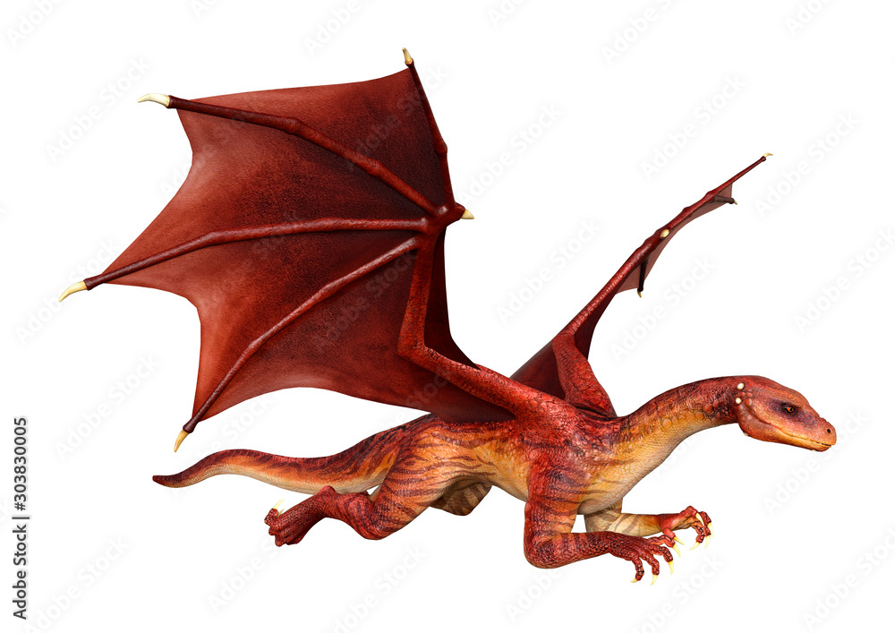 3D Rendering Fairy Tale Dragon on White 3D Rendering Fairy Tale Dragon on White