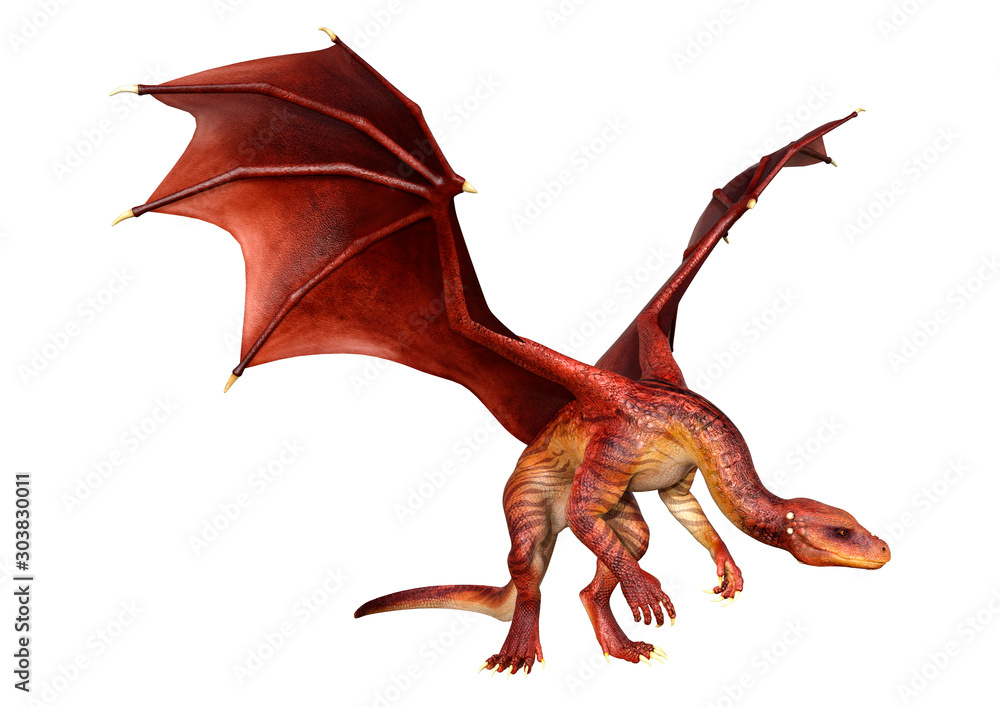 Fototapeta premium 3D Rendering Fairy Tale Dragon on White