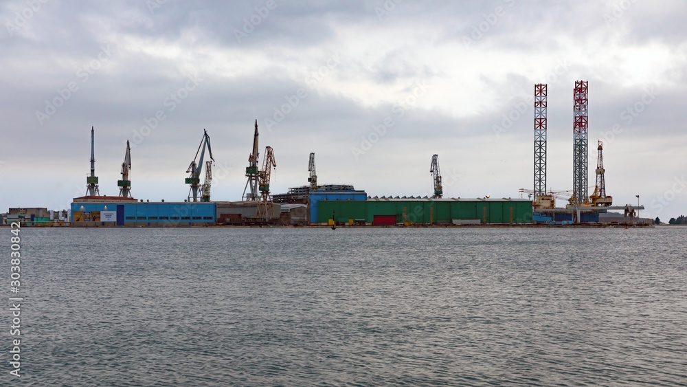 Large shipyard near the coast