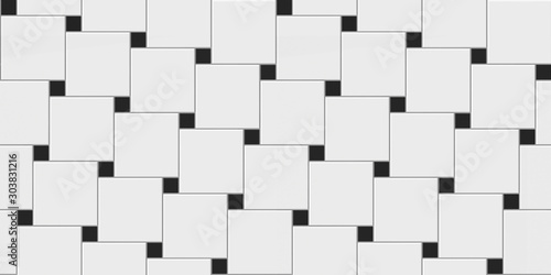 White and black square seamless tile texture for floor and walls