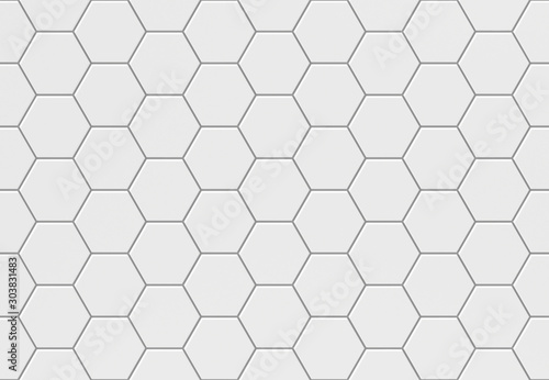White hexagonal seamless tile texture for floor and walls photo