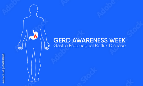 Vector illustration on the theme of Gastroesophaegal Reflux Disease or GERD awareness week in November.