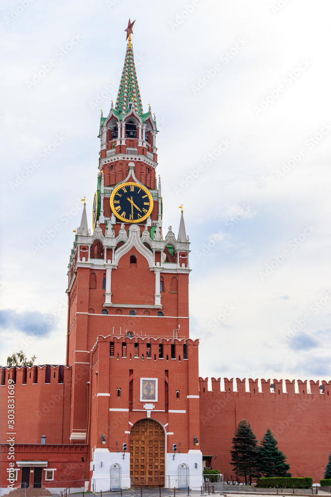 Spasskaya tower of Kremlin on Red Square in Moscow, Russia Spasskaya tower of Kremlin on Red Square in Moscow, Russia