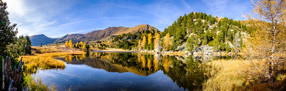 famous windeben lake at the nockmountains in austria