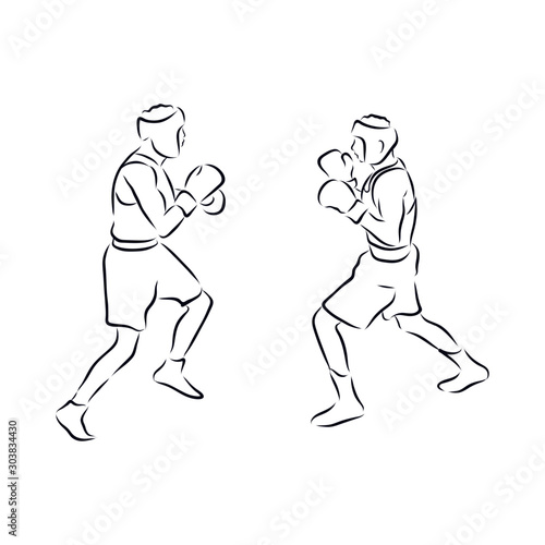 boxer, boxing fight sketch