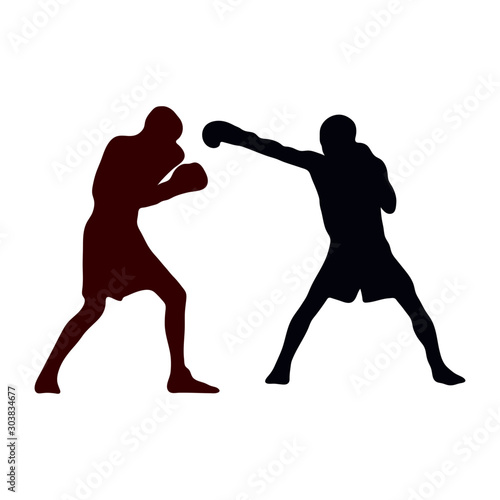 vector silhouette of boxers, boxing 