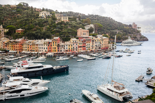 View on Portofino. Italian fishing village and holiday resort famous for its picturesque harbour and historical association with celebrity and artistic visitors © Lyudmila