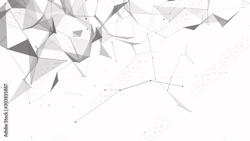 Connection of dots and lines on a white background. Abstract vector illustration.