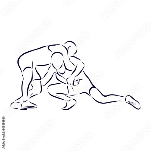 Fototapeta Naklejka Na Ścianę i Meble -  vector illustration of a freestyle wrestling