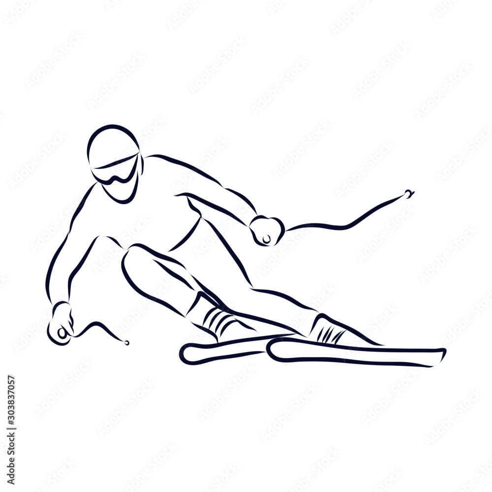man skiing on white background man skiing on white background