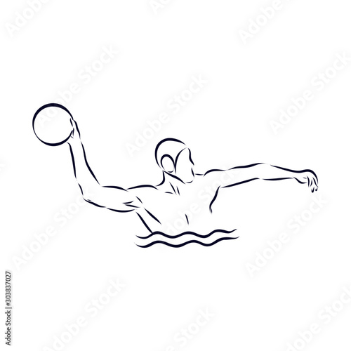 vector illustration of man water polo player 