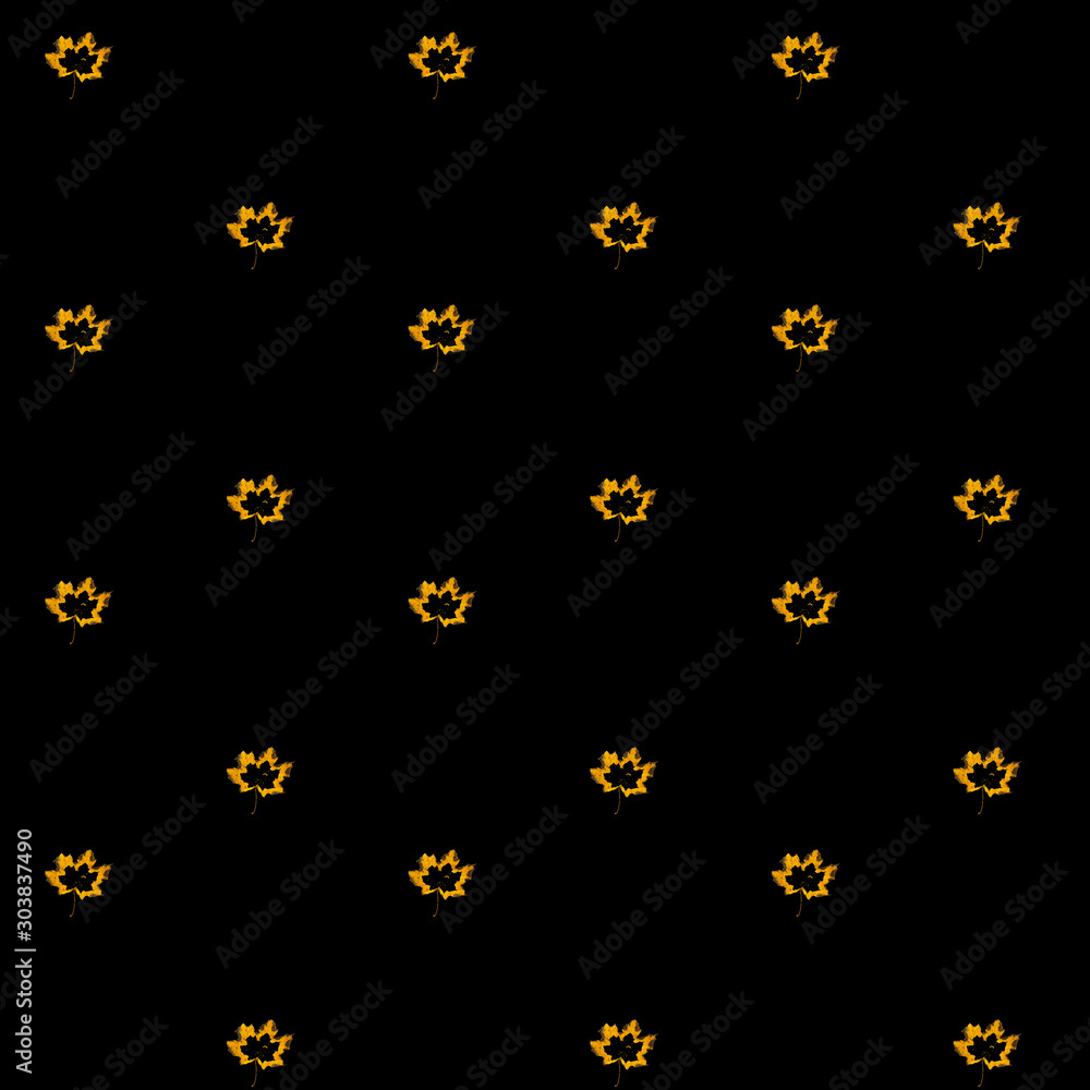 Seamless pattern with autumn yellow leaves on black Seamless pattern with autumn yellow leaves on black