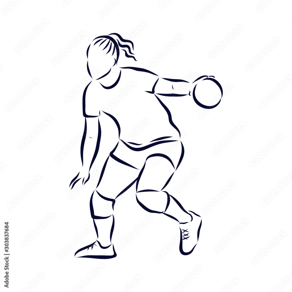 silhouette of girl handball player silhouette of girl handball player