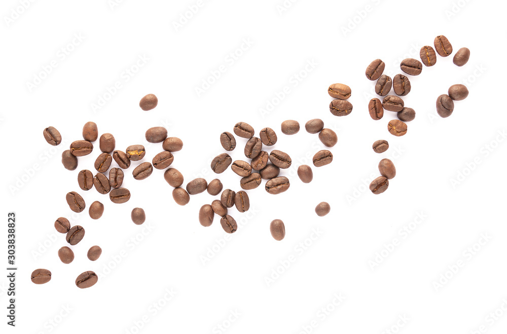 Roasted coffee beans on white background Roasted coffee beans on white background