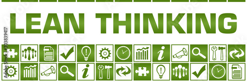 Lean Thinking Green White Box Grid Business Symbols 