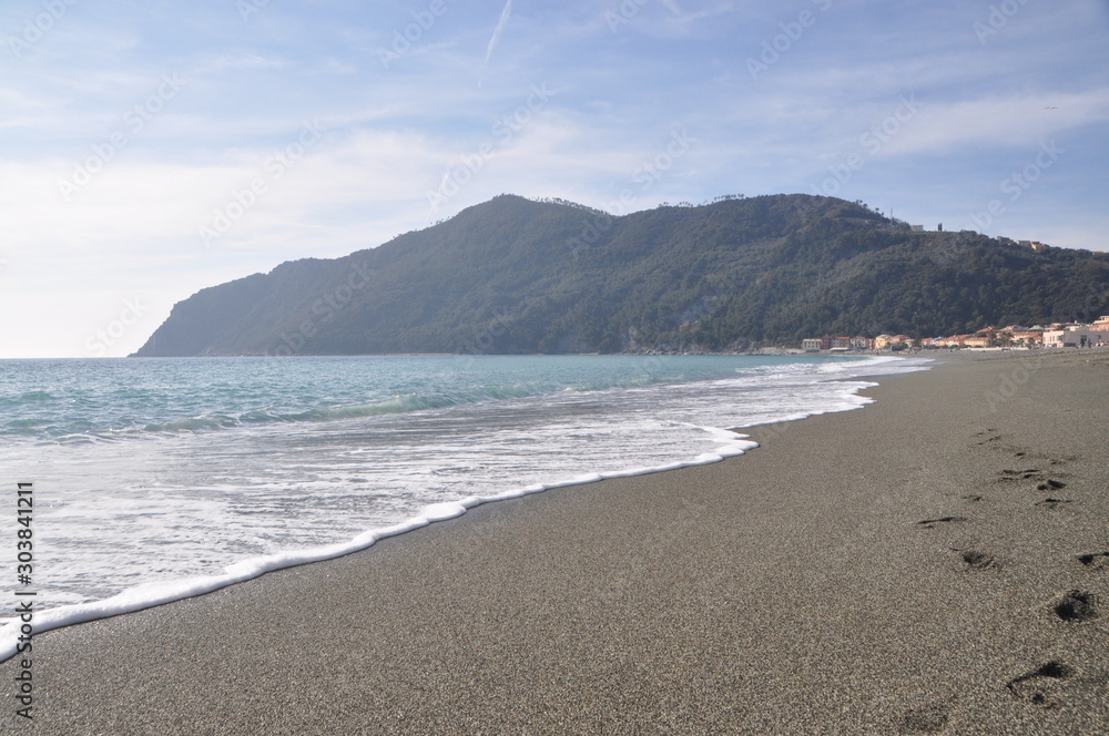 the beach in Riva Trigoso, Liguria, Italy