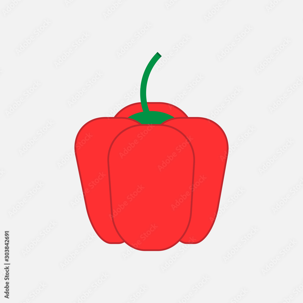 Pepper red icon. Vegetable in flat design. Vector Illustration Pepper red icon. Vegetable in flat design. Vector Illustration