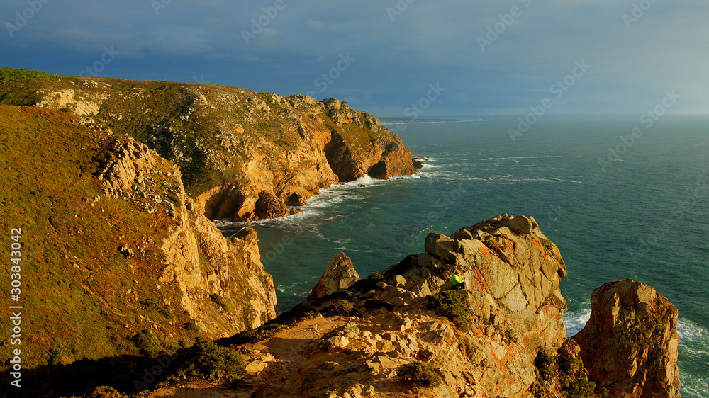 Cape Roca - the famous Cabo da Roca coast in Portugal at sunset - travel photography