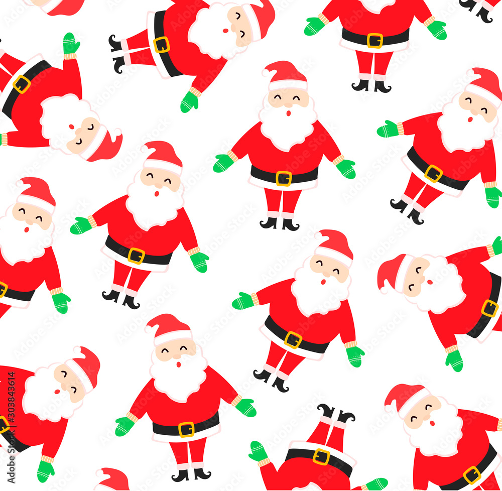 Christmas pattern with cartoon Santa Claus. Wrapping paper or fabric. Christmas pattern with cartoon Santa Claus. Wrapping paper or fabric.