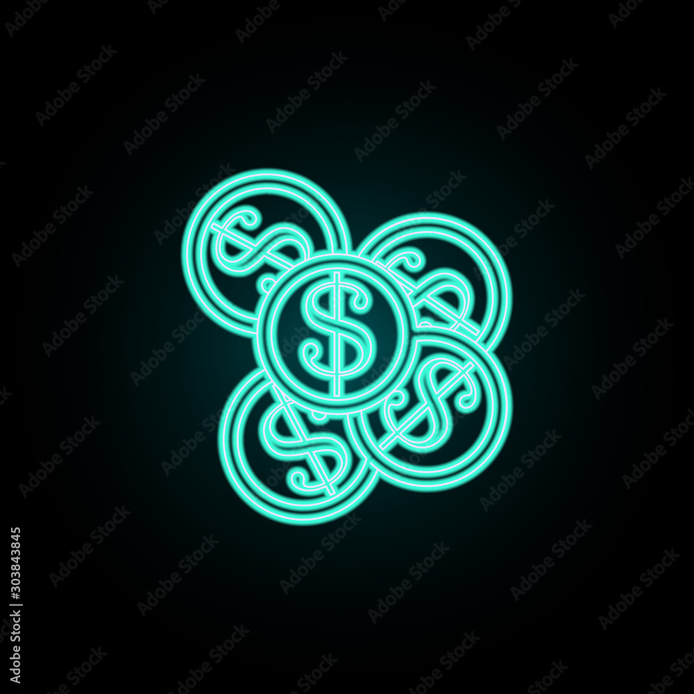 Cents neon icon. Simple thin line, outline vector of banking icons for ui and ux, website or mobile application Cents neon icon. Simple thin line, outline vector of banking icons for ui and ux, website or mobile application